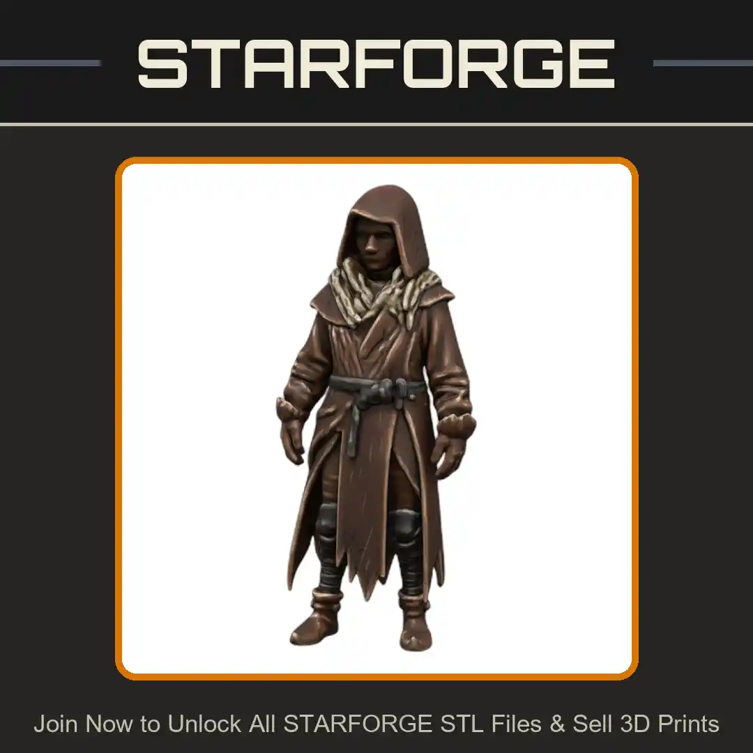 28mm DND Fantasy Miniature Young Rogue Child with Hood - 3D Printable STL File