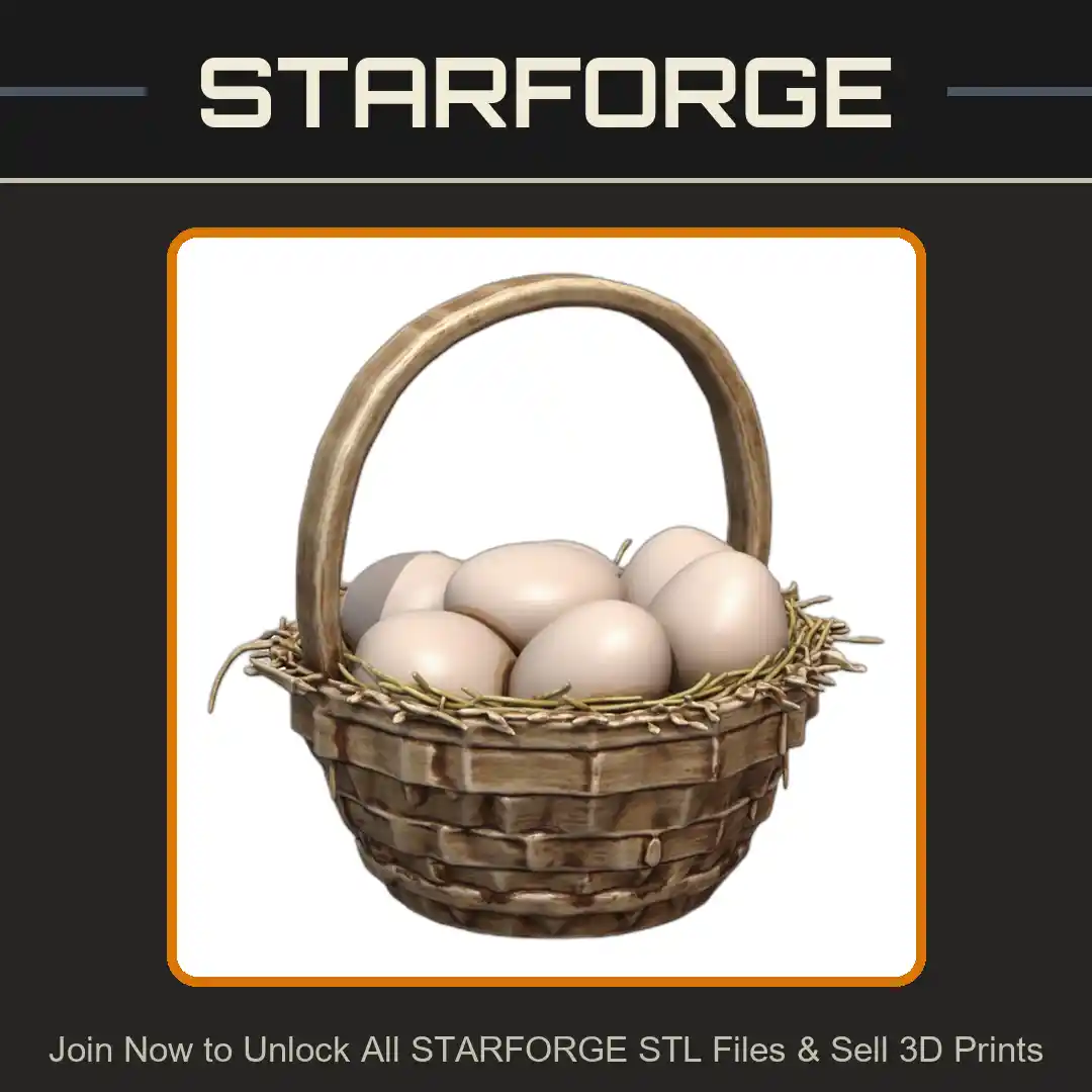 28mm DND Fantasy Terrain Farm Fresh Eggs in Woven Basket - 3D Printable STL File