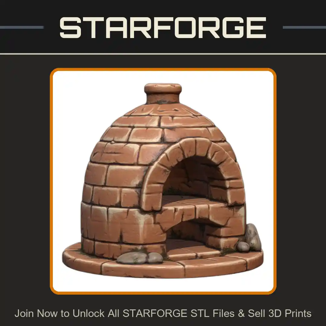 28mm DND Fantasy Terrain Rustic Cozy Round Stone Pizza Oven - 3D Printable STL File