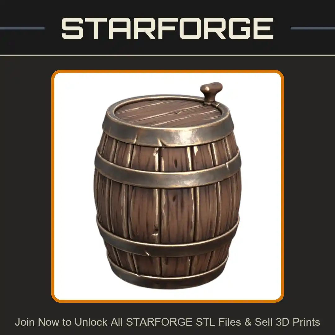 28mm DND Fantasy Terrain Rustic Traveler Tavern Wine Barrel - 3D Printable STL File