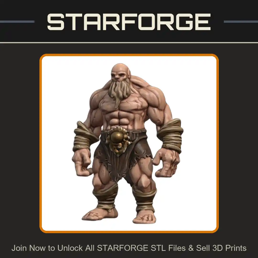 28mm DND Fearsome Barbarian with Firm Stance Fantasy Miniature - 3D Printable STL File