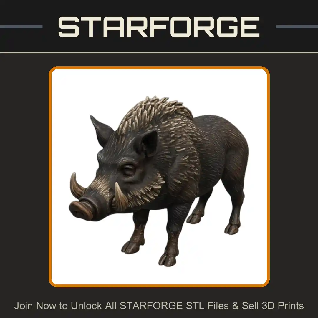 28mm DND Ferocious Wild Boar Beast Fantasy Miniature - 3D Printable STL File