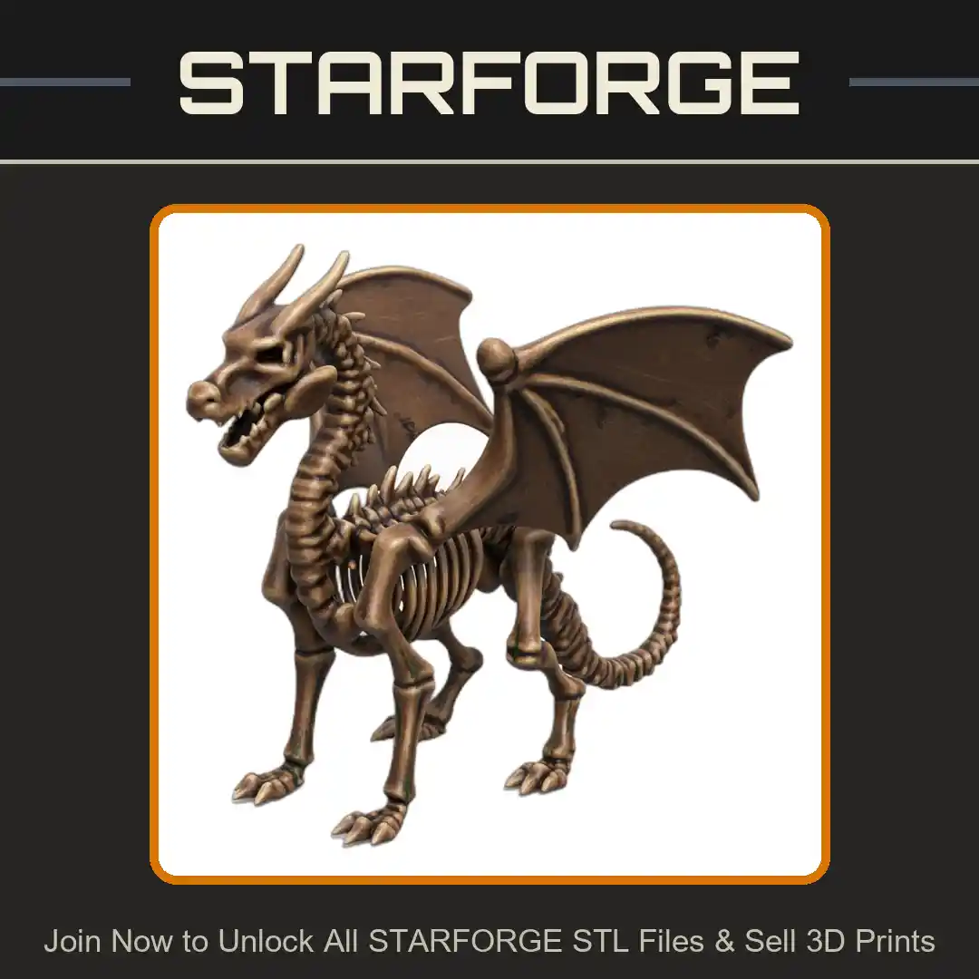 28mm DND Fiendish Undead Skeletal Dragon Fantasy Miniature - 3D Printable STL File