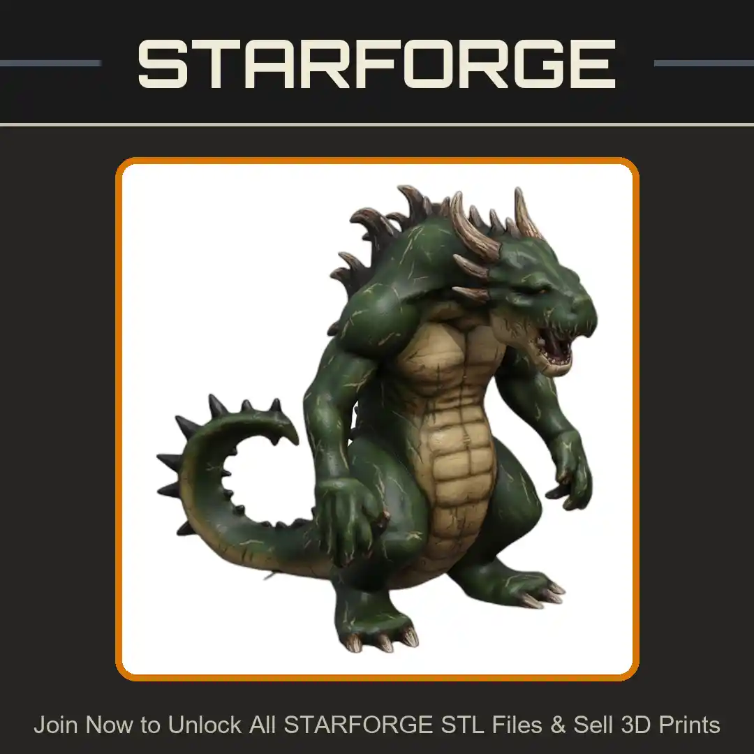 28mm DND Fierce Dragonkin Warrior Fantasy Miniature - 3D Printable STL File