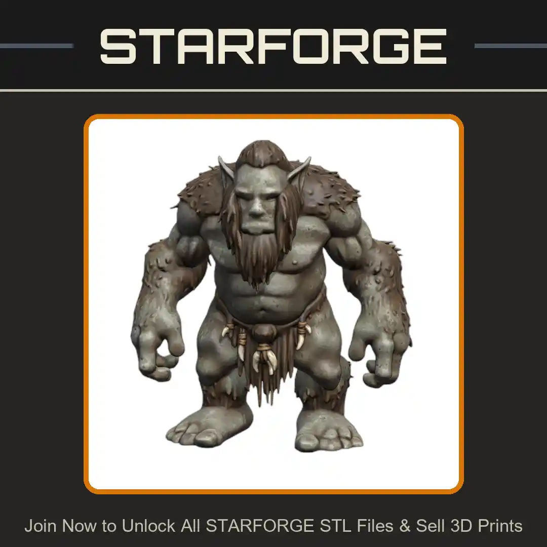 28mm DND Fierce Forest Troll Fantasy Miniature - 3D Printable STL File