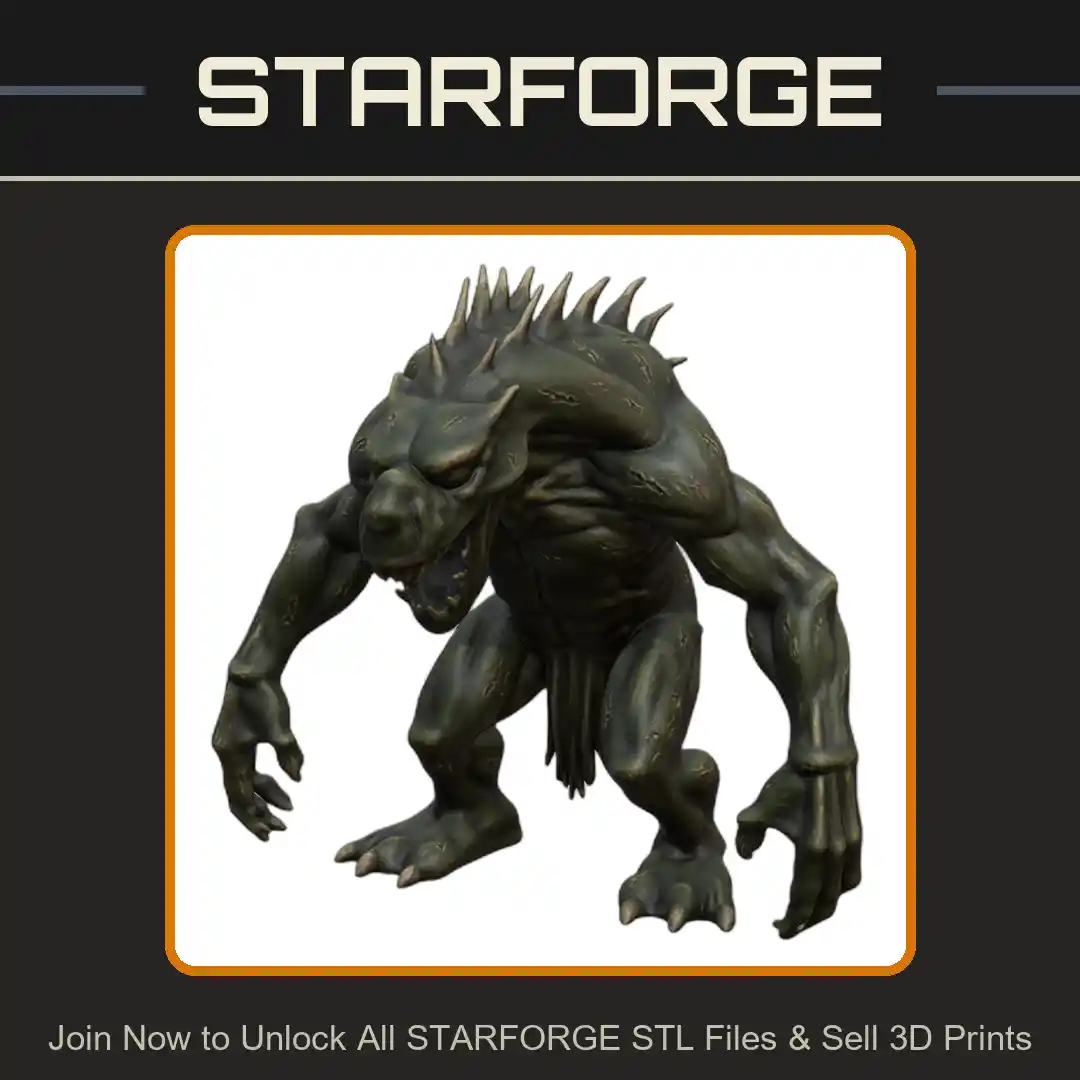28mm DND Fierce Mutant Beast with Spiked Back Fantasy Miniature - 3D Printable STL File