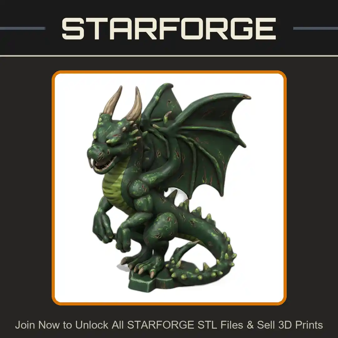 28mm DND Fierce Upright Enraged Dragon Guardian Fantasy Mini - 3D Printable STL File