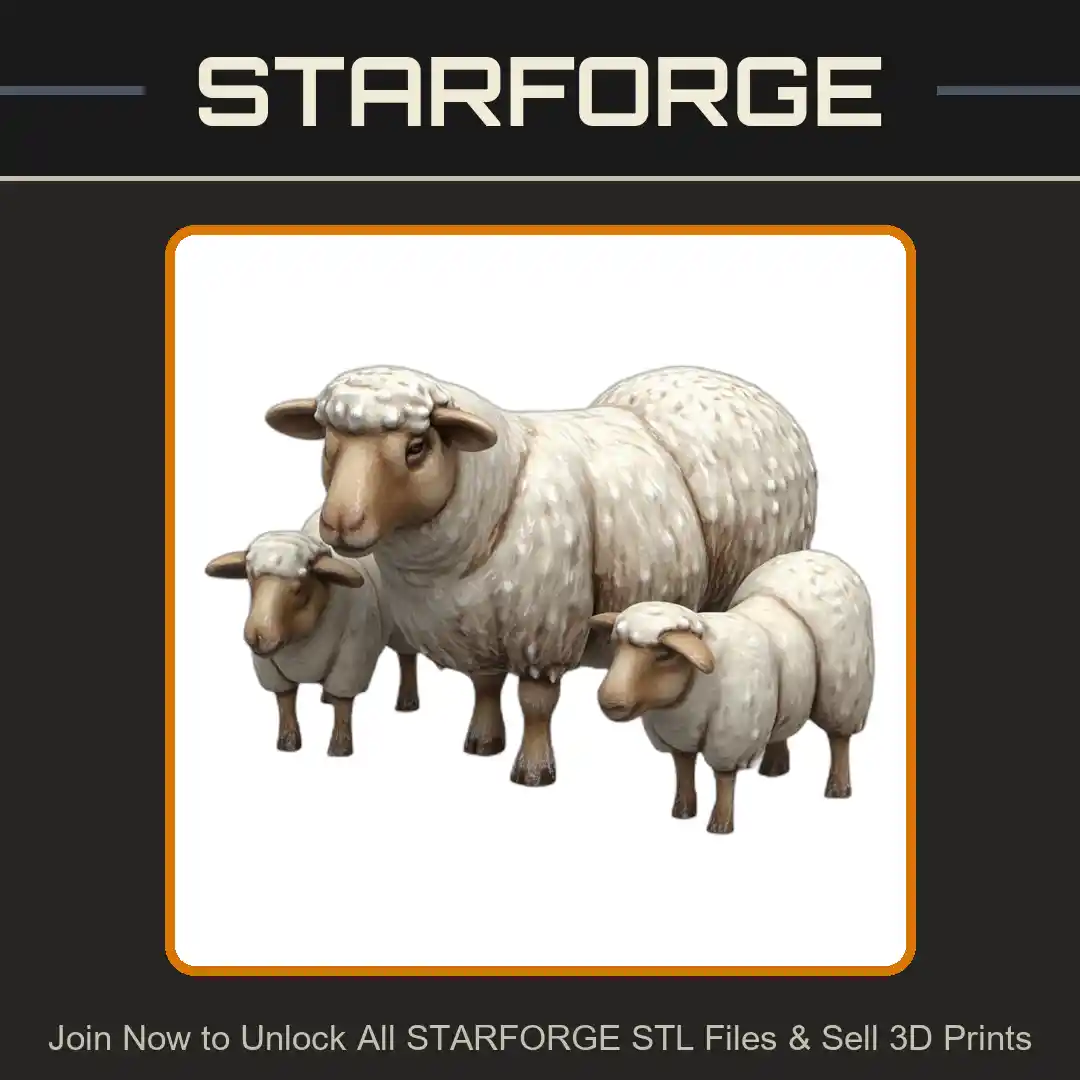 28mm DND Flock of Furry Woolly Sheep Fantasy Miniature - 3D Printable STL File