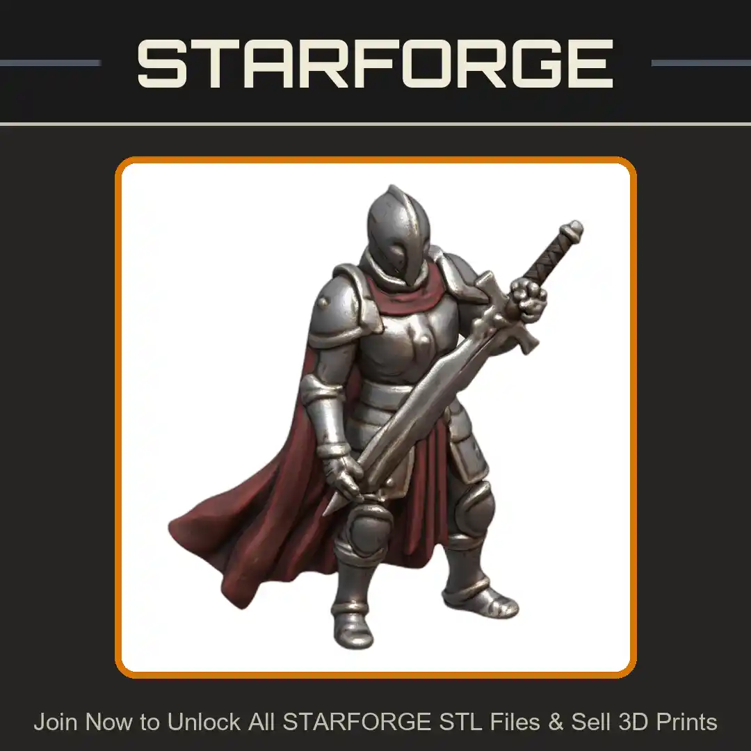 28mm DND Gallant Warrior with Raised Sword Fantasy Mini - 3D Printable STL File