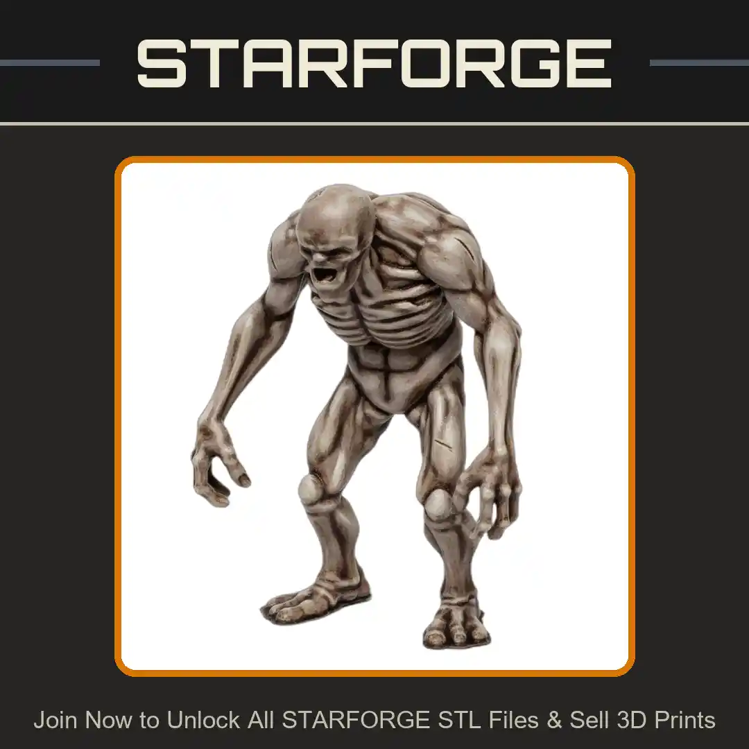 28mm DND Ghoul-Like Undead Monster Fantasy Miniature - 3D Printable STL File