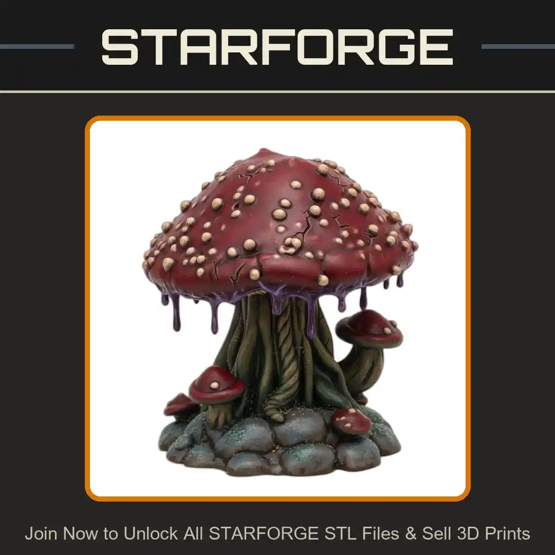 28mm DND Giant Mushroom Terrain Miniature for Enchanted Forests - 3D Printable STL File