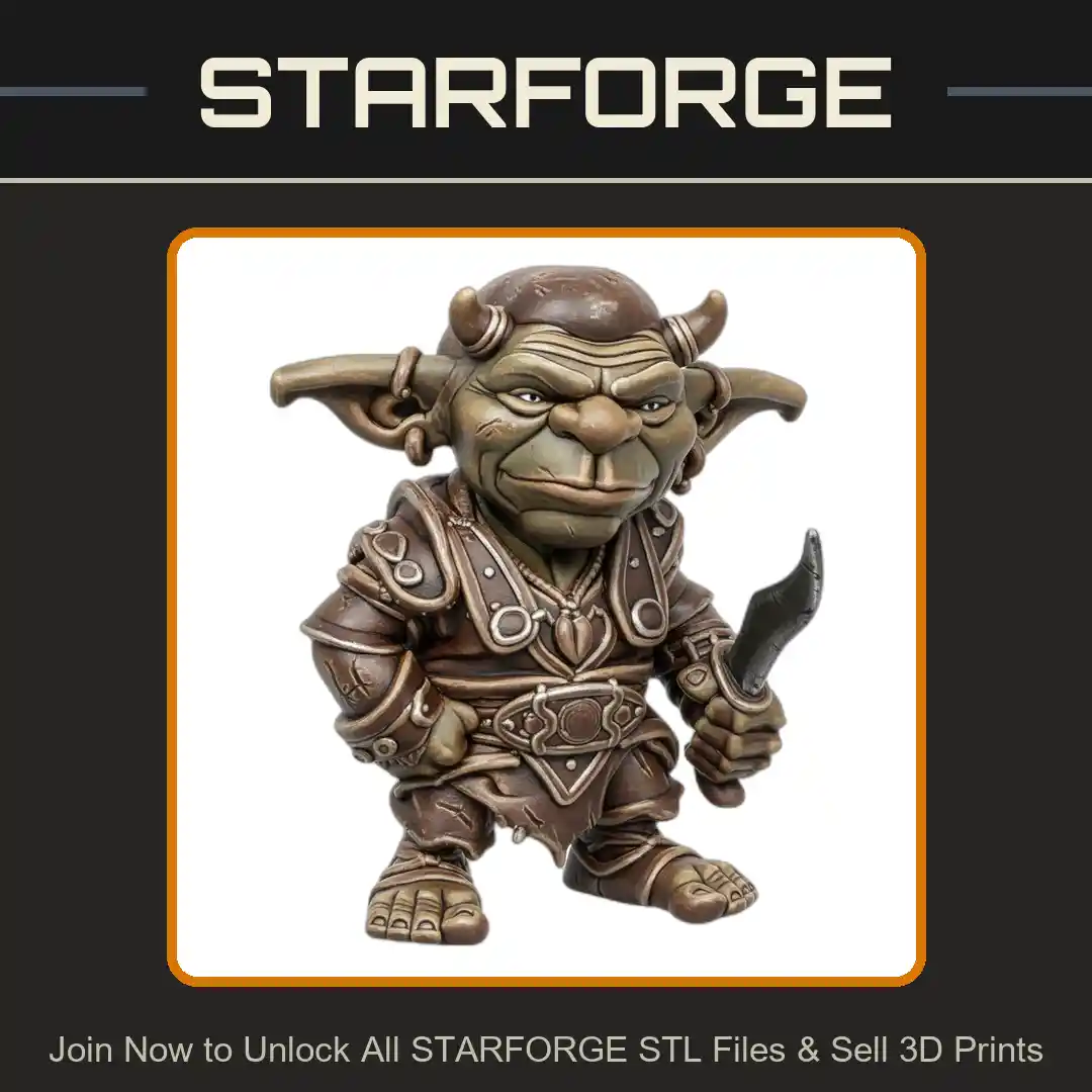28mm DND Goblin Warrior Horned Helm Curved Dagger Battle Ready Armor - 3D Printable STL File