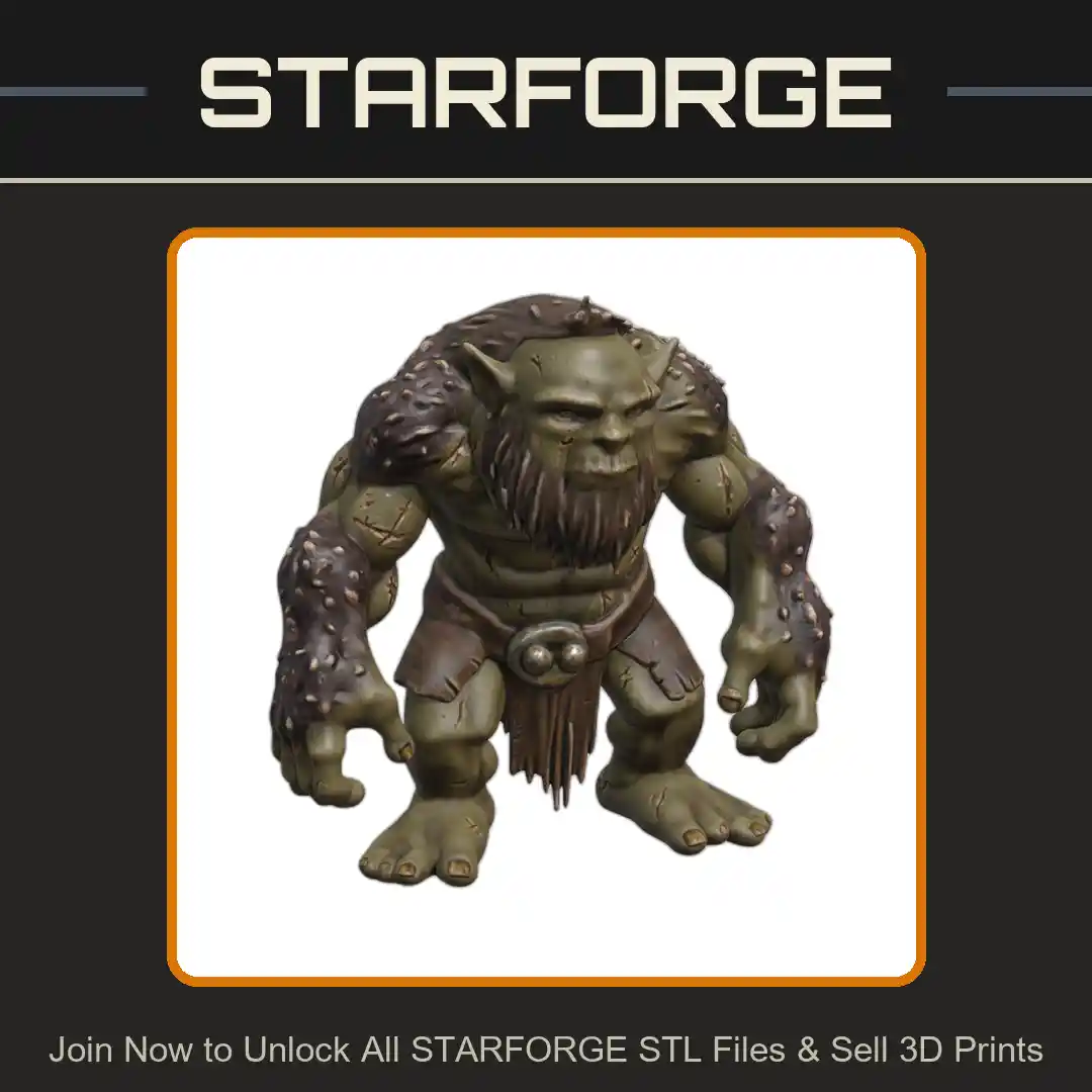 28mm DND Hairy Mountain Troll Fantasy Miniature - 3D Printable STL File