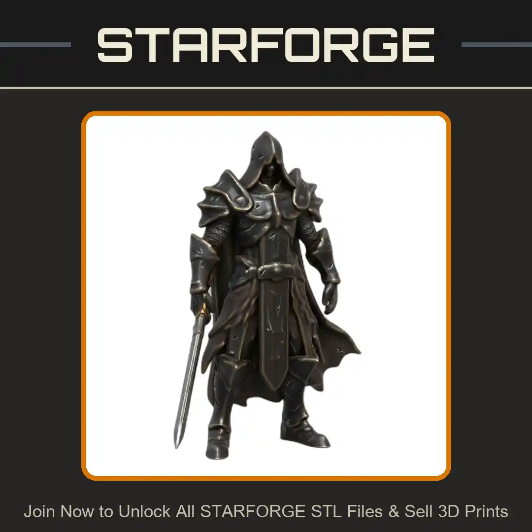 28mm DND Heroic Elite Knight with Sword and Cloak Fantasy Mini - 3D Printable STL File