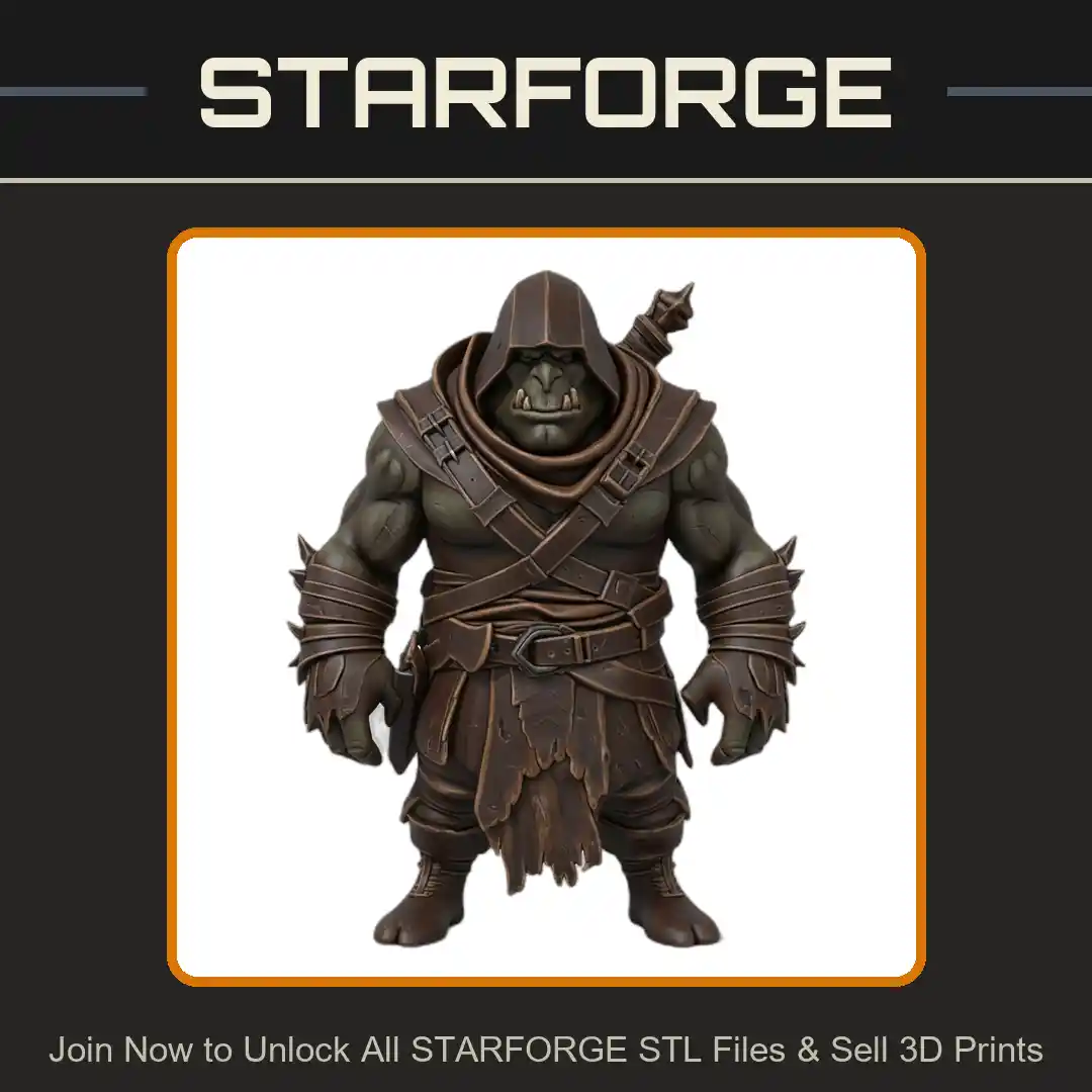 28mm DND Hooded Orc Warrior Leather Armor Battle Ready Stance - 3D Printable STL File