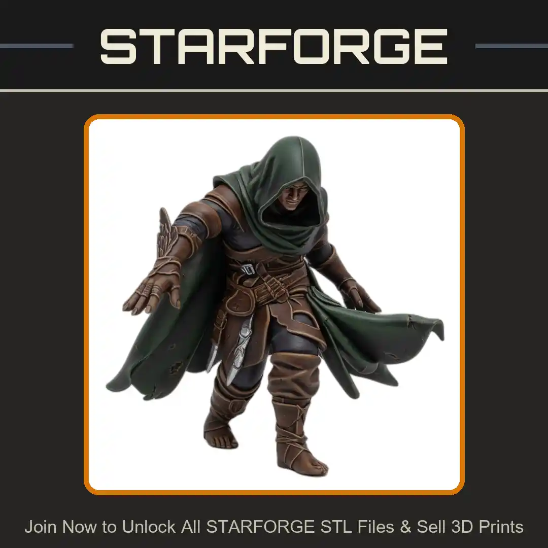 28mm DND Hooded Rogue Cloak Daggers Stealthy Pose Leather Armor - 3D Printable STL File