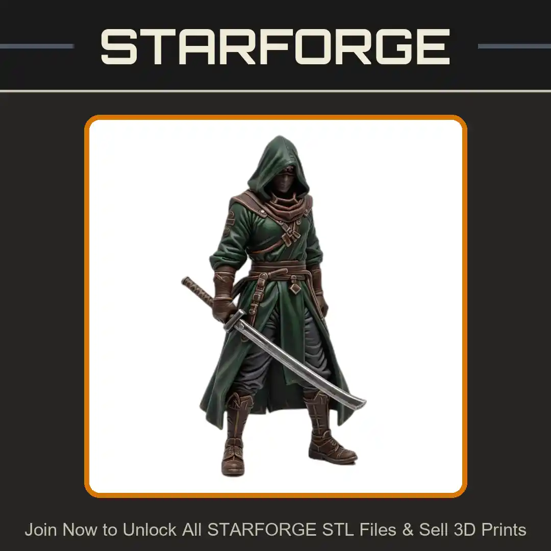 28mm DND Hooded Rogue Dual Swords Cloak Stealth Pose - 3D Printable STL File