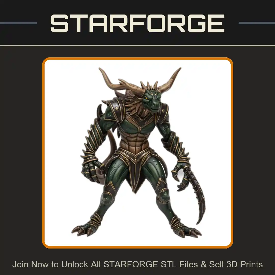 28mm DND Horned Beast Warrior Spiked Armor Clawed Gauntlets Battle Ready - 3D Printable STL File