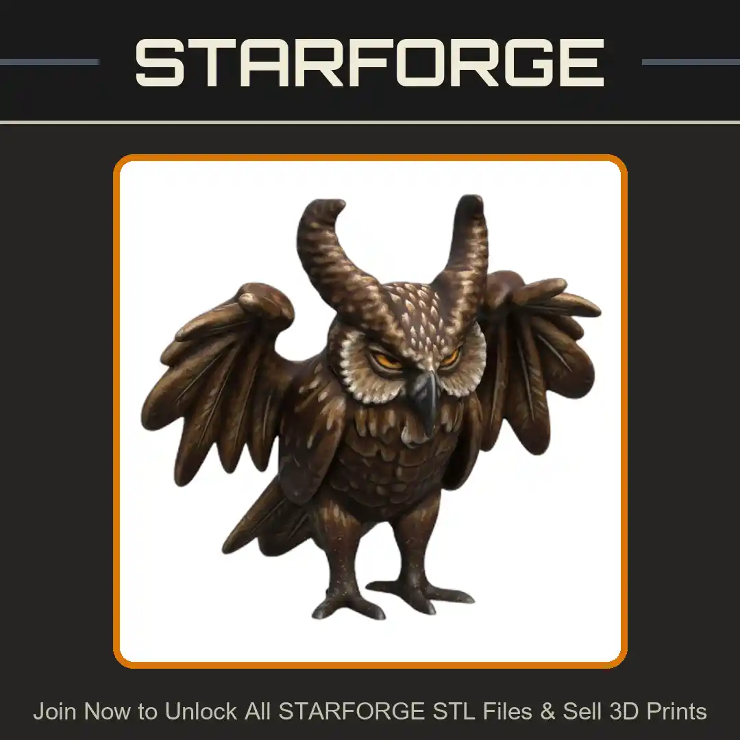 28mm DND Horned Guardian Owl of the Forest Fantasy Miniature - 3D Printable STL File
