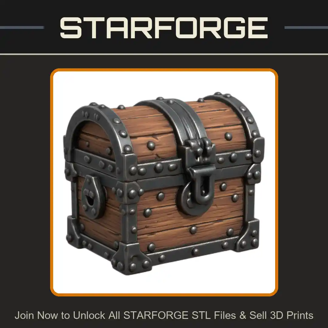 28mm DND Ironbound Treasure Chest for RPG Terrain - 3D Printable STL File