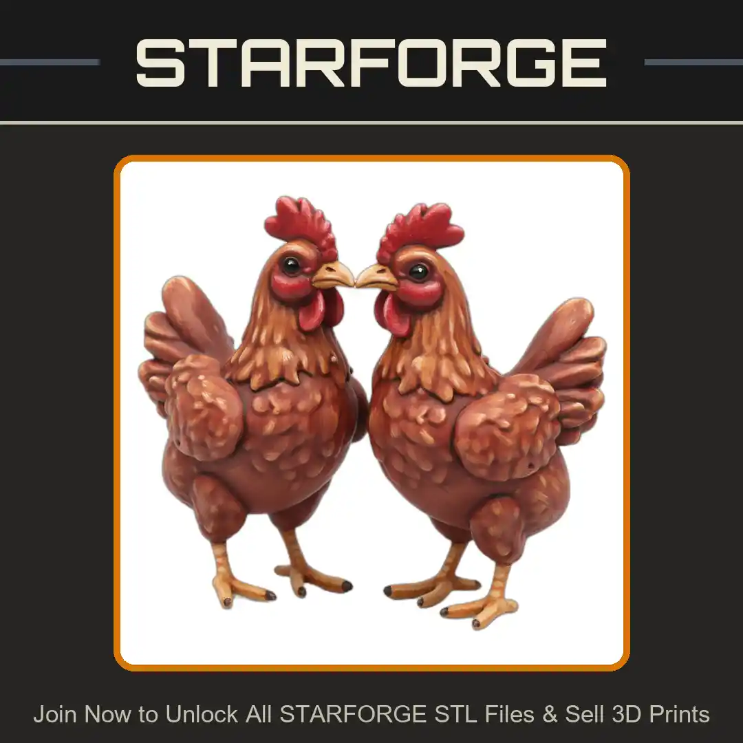 28mm DND Lovebirds Farmyard Chickens Fantasy Miniature - 3D Printable STL File