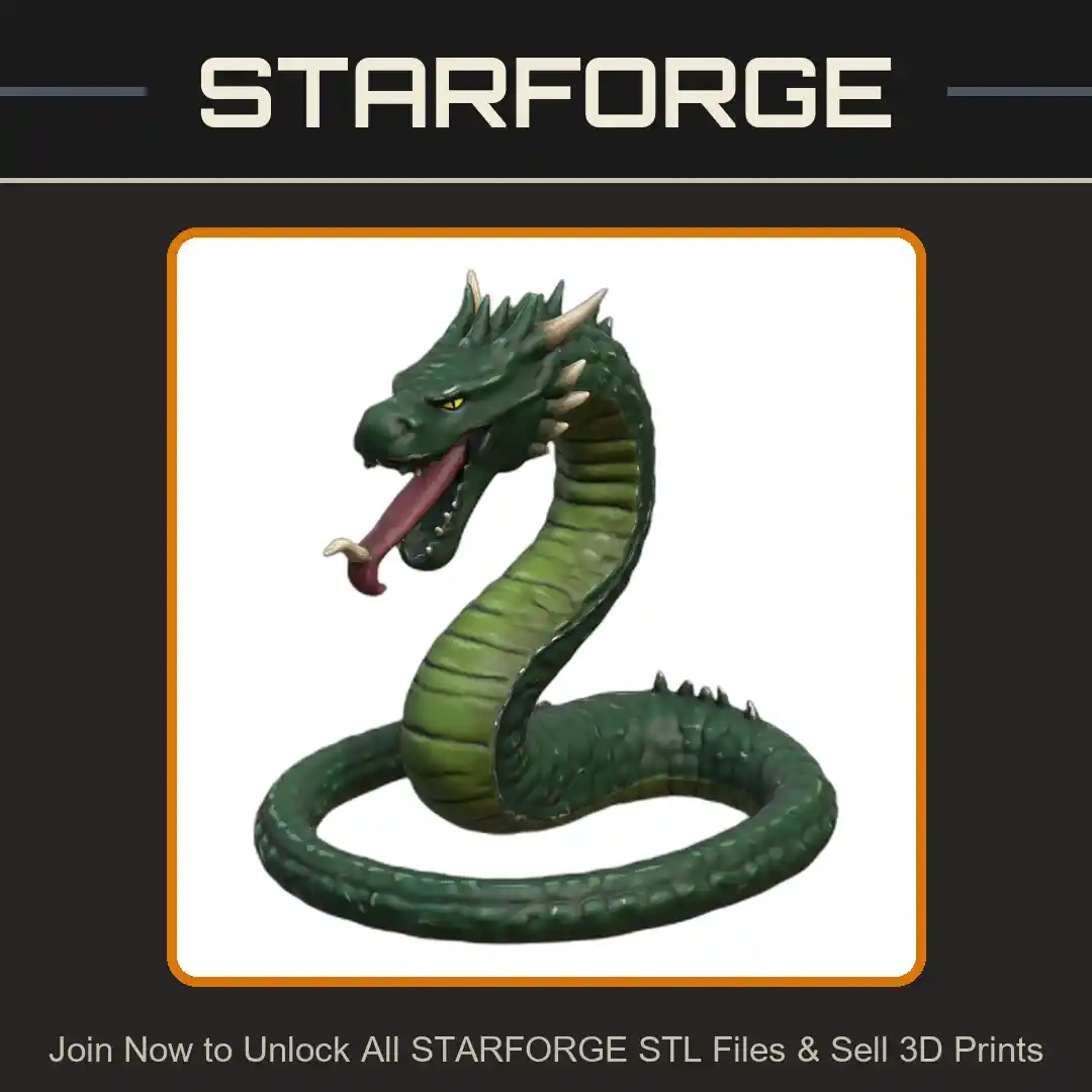 28mm DND Lurking Dragon Serpent for Dark Dungeons Forests - 3D Printable STL File