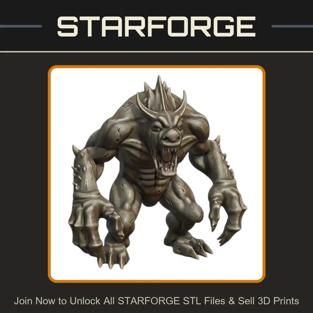 28mm DND Menacing Beast with Clawed Hands Fantasy Miniature - 3D Printable STL File