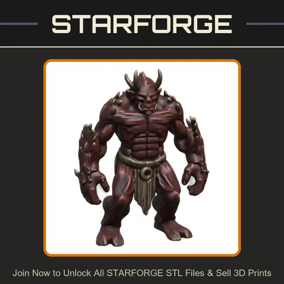 28mm DND Mighty Horned Demon Brute Fantasy Miniature - 3D Printable STL File