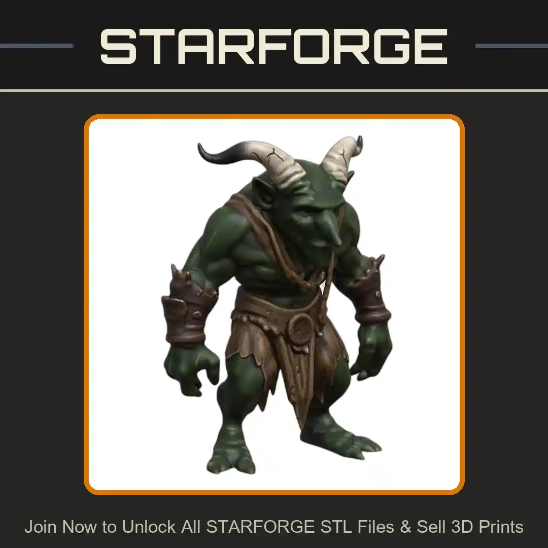 28mm DND Minotaur-Like Goblin Warrior Fantasy Miniature - 3D Printable STL File