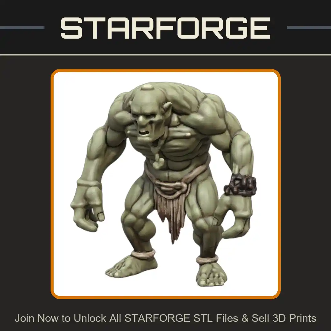 28mm DND Muscular Beastly Ogre with Long Arms Fantasy Mini - 3D Printable STL File