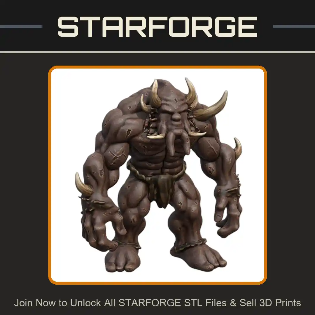 28mm DND Muscular Minotaur Guardian Fantasy Miniature - 3D Printable STL File