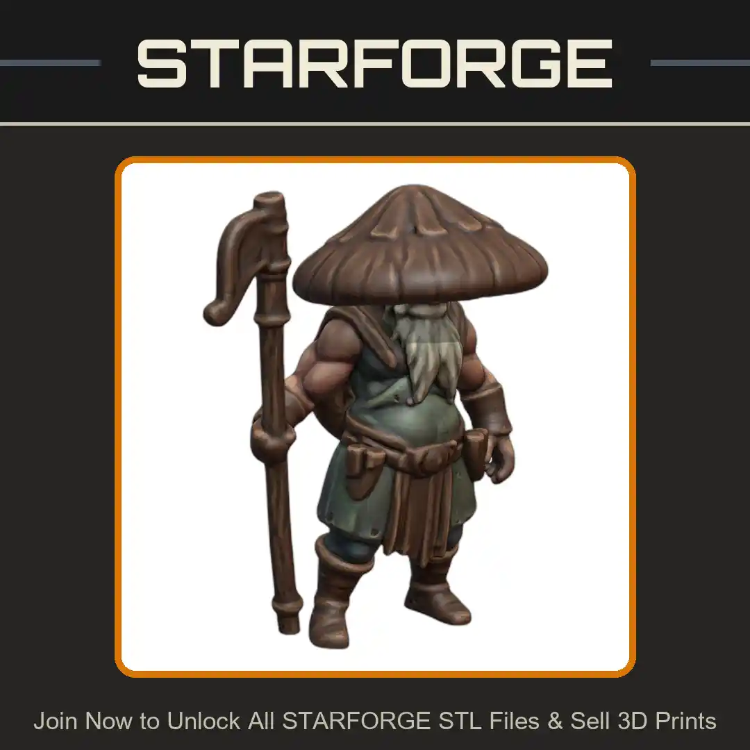 28mm DND Mushroom Forest Shaman Fantasy Miniature - 3D Printable STL File