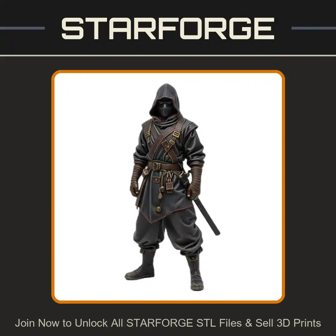 28mm DND Ninja Assassin Hooded Robes Dual Katanas Stealth Stance - 3D Printable STL File