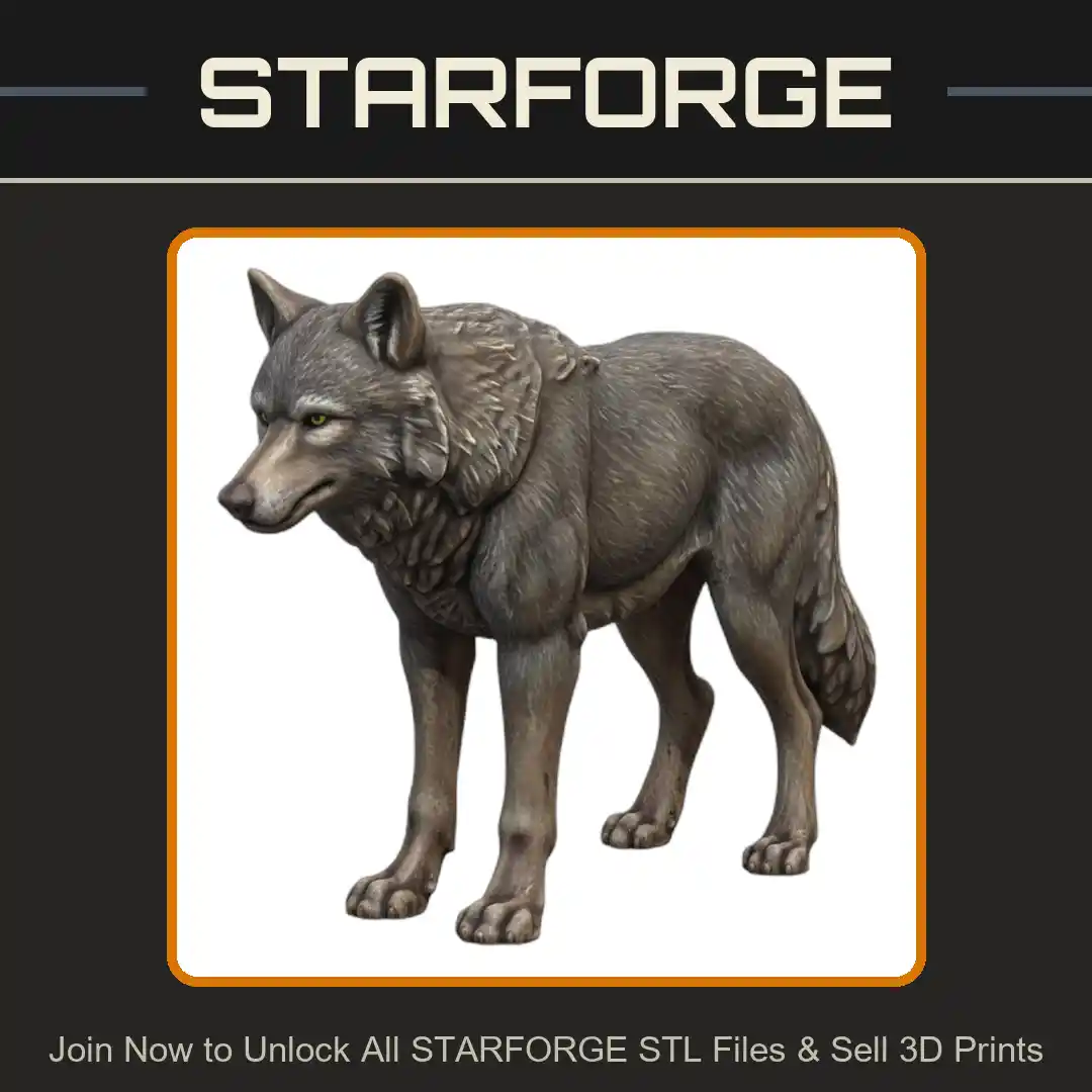 28mm DND Noble Fearless Wild Wolf Fantasy Miniature - 3D Printable STL File
