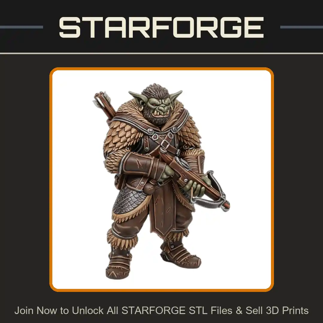 28mm DND Orc Warrior Crossbow Fur Armor Battle Ready - 3D Printable STL File