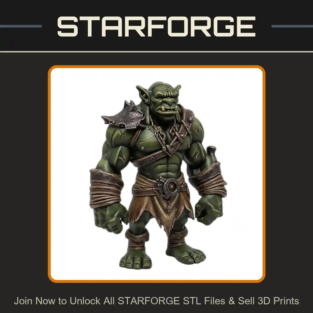 28mm DND Orc Warrior Spiked Armor Muscular Stance Tusks Chains Rugged Clothing - 3D Printable STL File