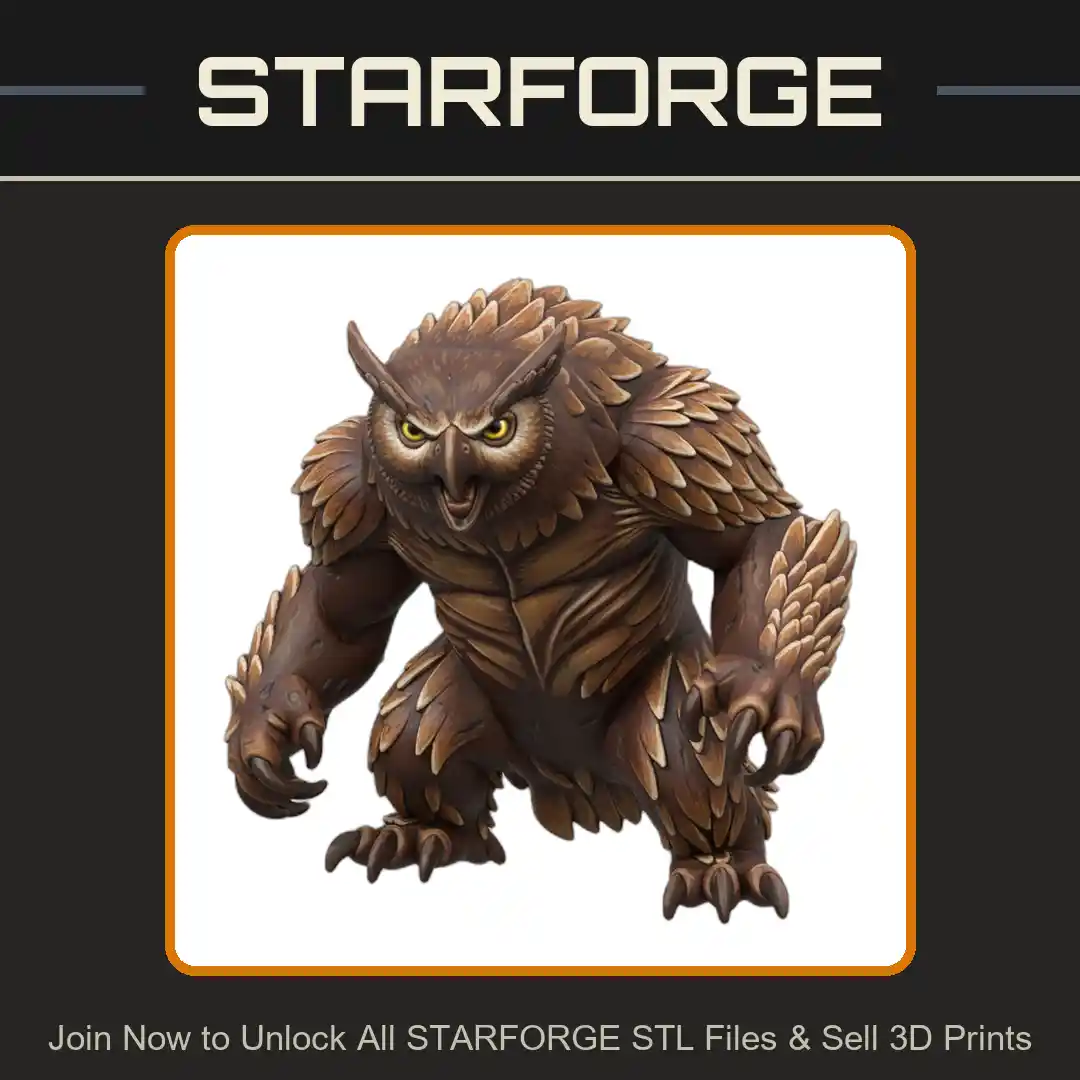 28mm DND Owlbear Creature Feathers Claws Beak Aggressive Stance Beast - 3D Printable STL File