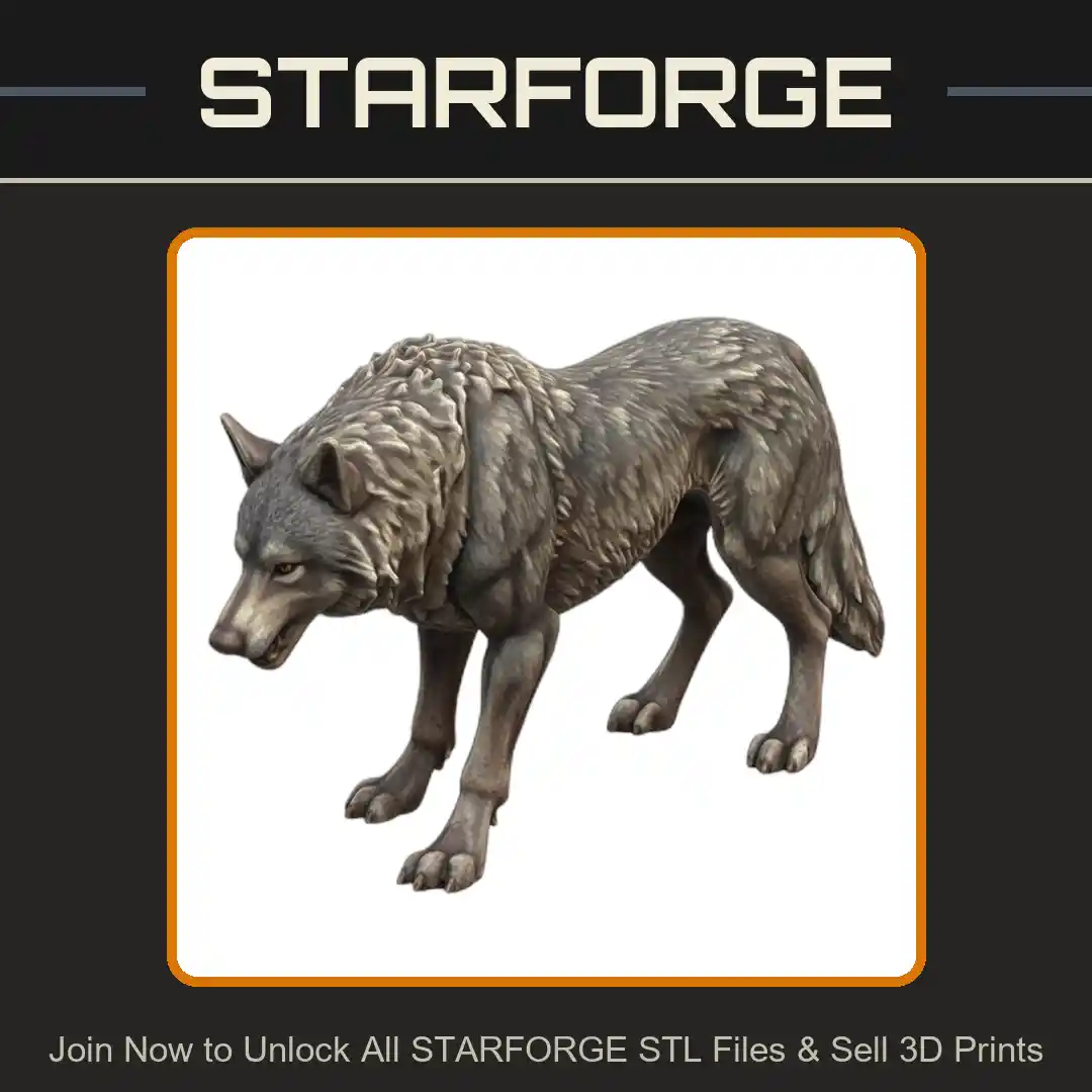 28mm DND Realistic Cunning Stealthy Wolf Creature Fantasy Miniature - 3D Printable STL File