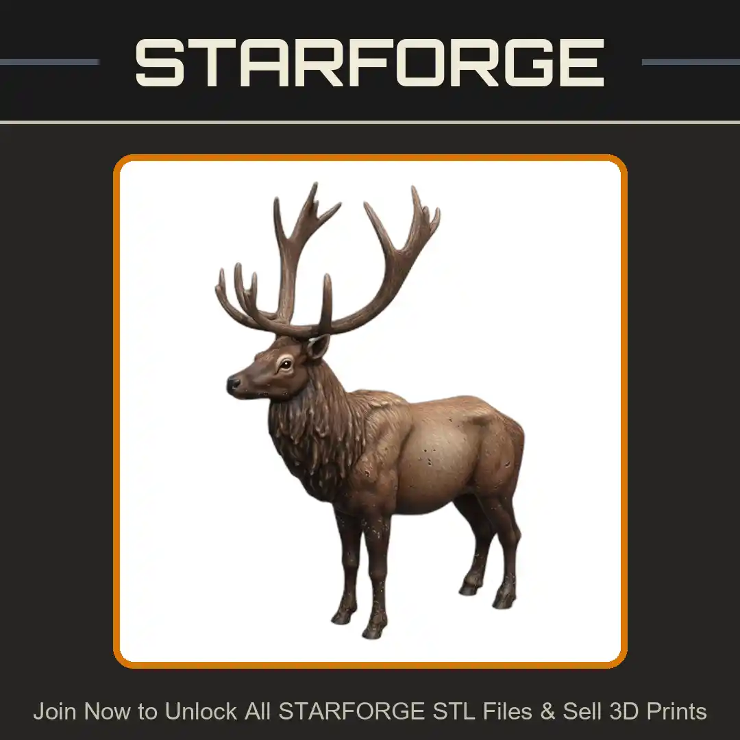 28mm DND Regal Elk Fantasy Miniature - 3D Printable STL File