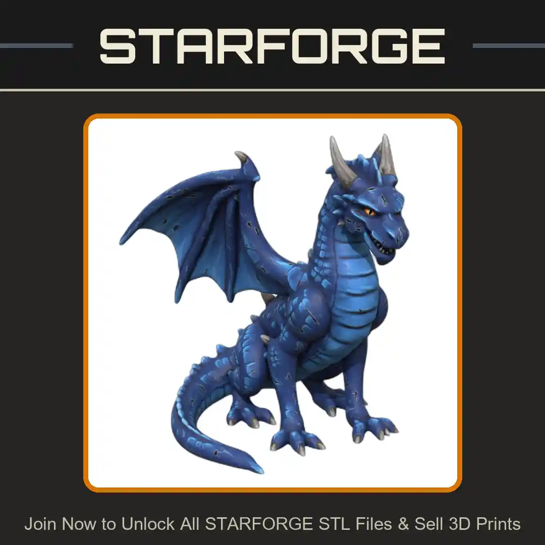 28mm DND Regal Majestic Winged Dragon Fantasy Miniature - 3D Printable STL File