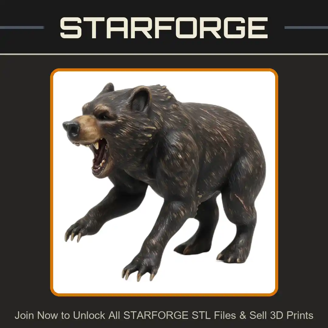 28mm DND Roaring Wild Bear Creature Fantasy Miniature - 3D Printable STL File