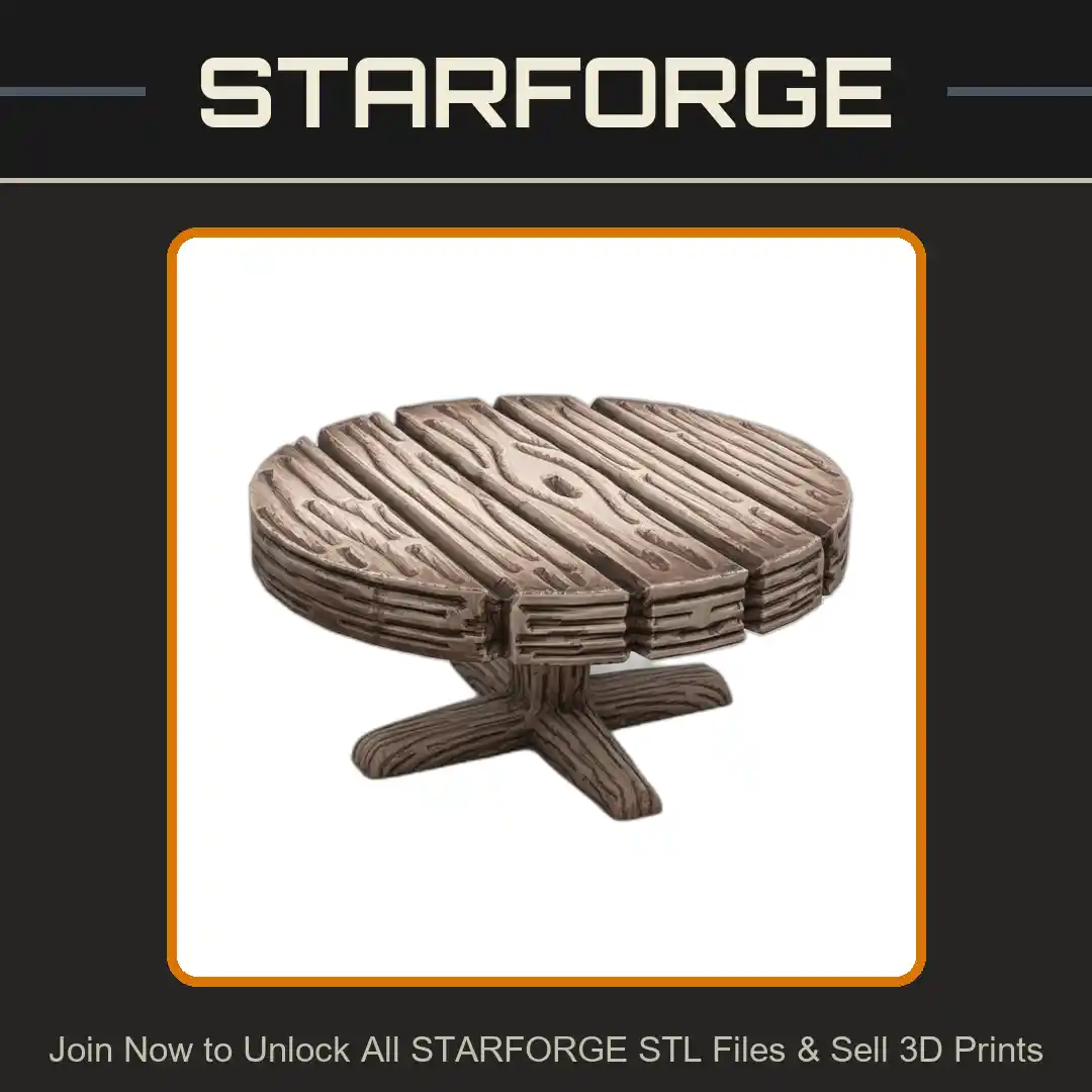 28mm DND Round Table Fantasy Terrain Miniature for Tavern Scenes - 3D Printable STL File