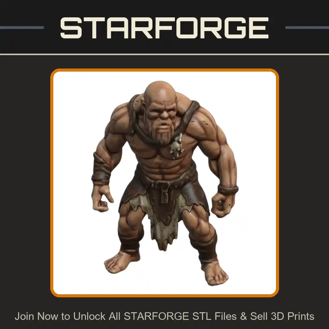 28mm DND Rugged Barbarian Warrior with Muscles Fantasy Miniature - 3D Printable STL File