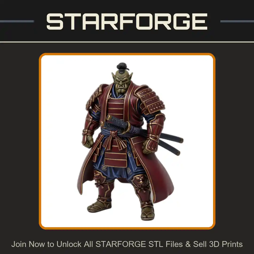 28mm DND Samurai Orc Dual Katanas Armor Traditional Robes Battle Ready Stance - 3D Printable STL File