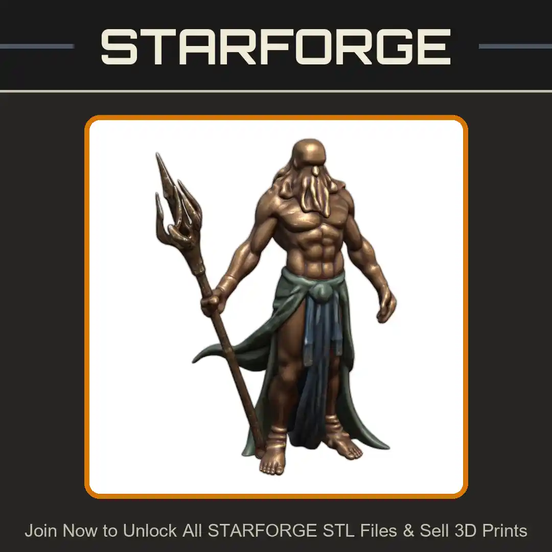 28mm DND Sea God Fantasy Miniature - 3D Printable STL File