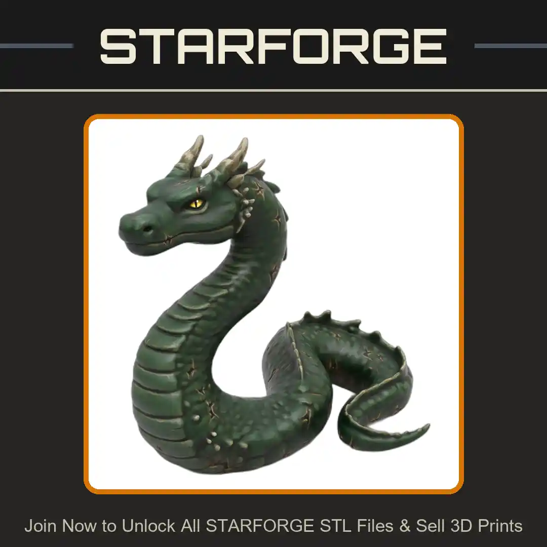 28mm DND Serpent Dragon Fantasy Miniature - 3D Printable STL File