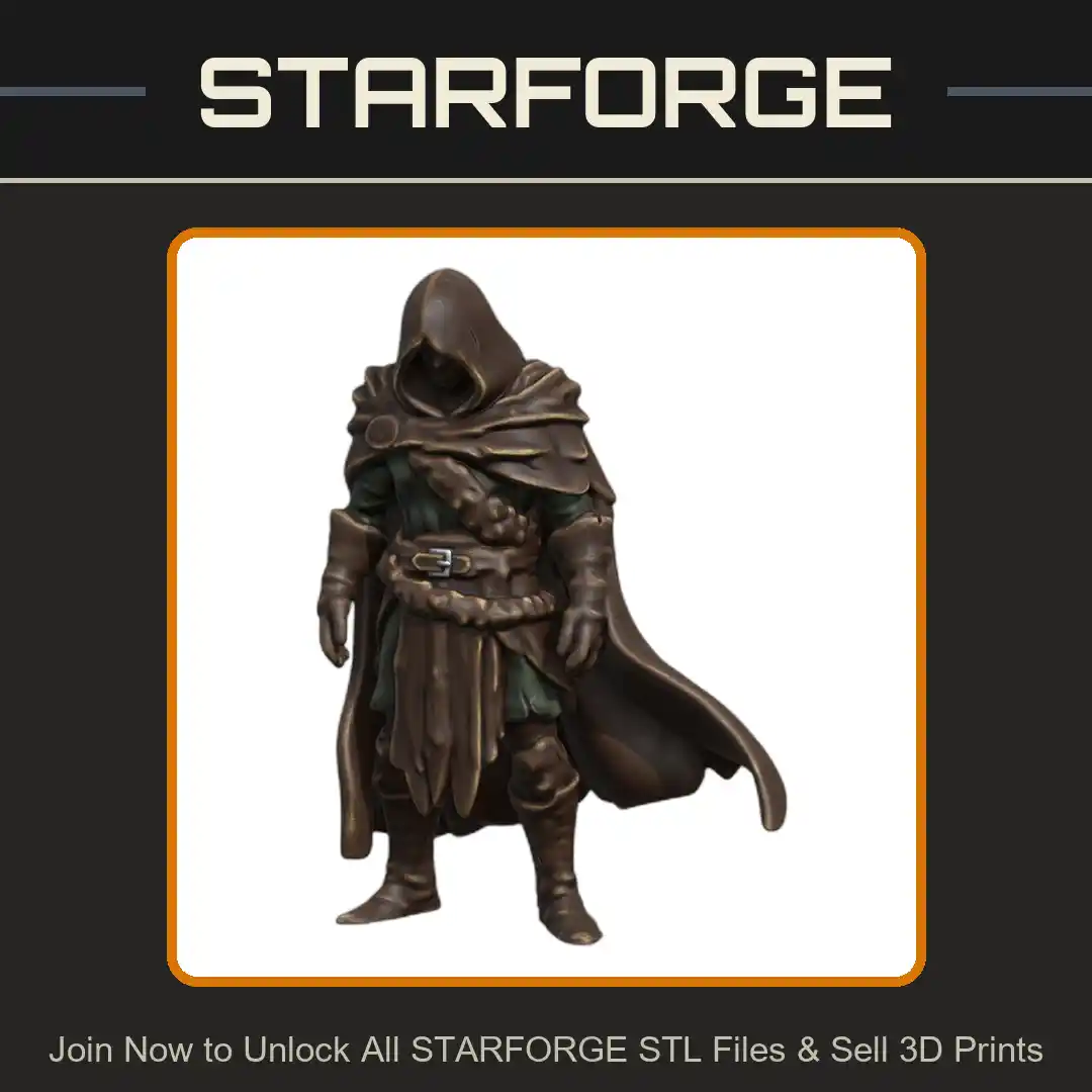 28mm DND Shadowy Phantom Assassin in Cloak Fantasy Miniature - 3D Printable STL File