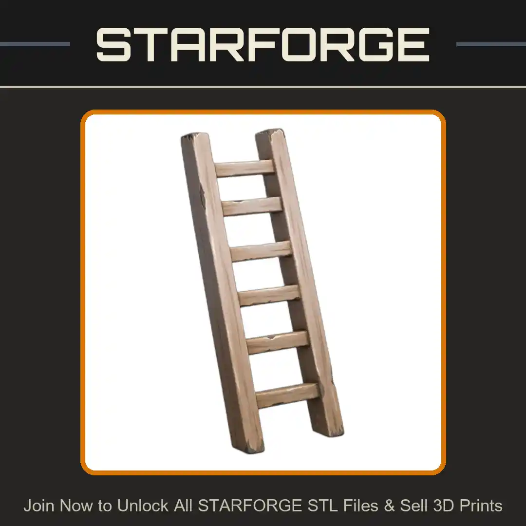 28mm DND Simple Wooden Ladder Model - 3D Printable STL File