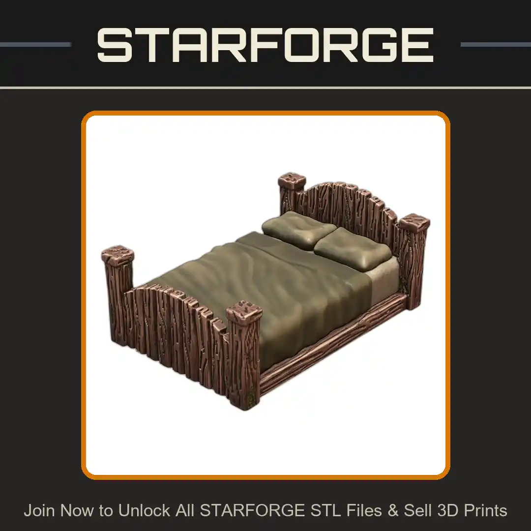 28mm DND Simple Wooden Tavern Bed Fantasy Terrain Miniature for Tabletop Gaming - 3D Printable STL File