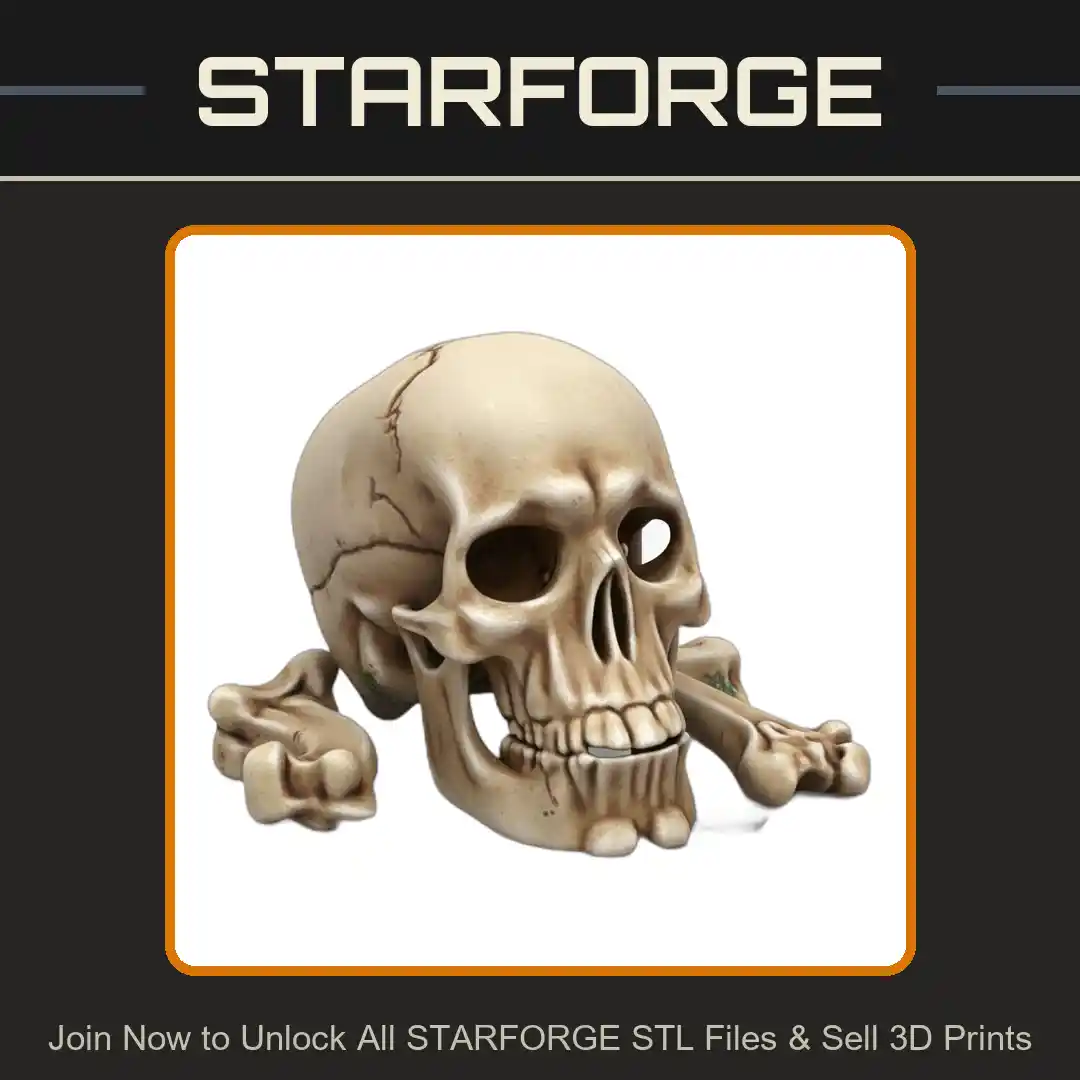 28mm DND Sinister Skull with Crossbones of Fallen Giant - 3D Printable STL File